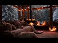 CHALET COSY Tempete Neige 4k - Feu de Cheminee Jazz Relaxant Ambiance Hiver pour Dormir