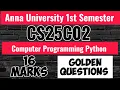 CS25C02 Important questions Computer Programming Python 16marks Important questions 2025