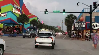 Driving the Myrtle Beach Strip at Sunset Sights Sounds of Ocean Boulevard July 2025