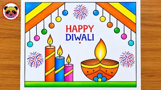 Diwali Drawing / Diwali Drawing Easy / Happy Diwali Drawing / Diwali Festival Drawing / Diya Drawing