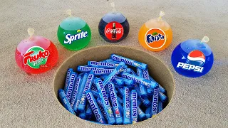 Experiment !! BALLOONS vs Coca Cola, Sprite, Pepsi, Fanta, Fruko and Mentos Underground
