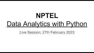 Data Analytics with Python Live Interaction Session 4 Probability distribution