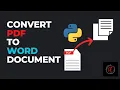 Converting PDF to DOCX Document using Python just 4 lines of code Learn with Esprit