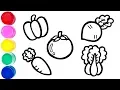 How to draw vegetables carrot tomato radish paprika cabbage coloring pages Hello color