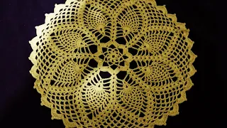 طريقة عمل مفرش كروشية مدور بغرزة الأناناسة الجزء الثالث 