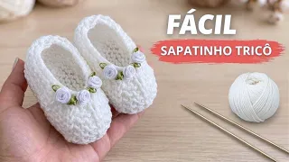 SAPATINHO DE TRICÔ Fácil Passo a Passo