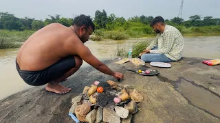 Cooking Bihari Style Litti Chokha Near River | Outdoor Cooking Bihari Dish In Jungle