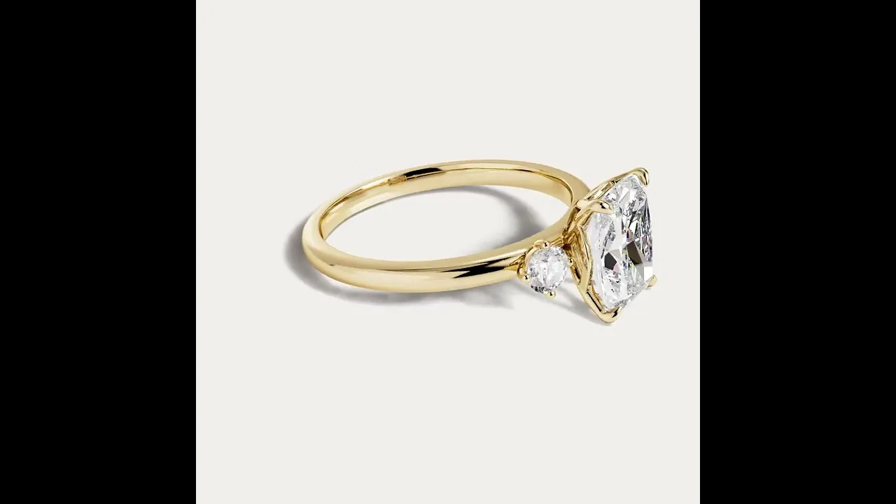 Manon丨Elongated Cushion Lab Diamond Three-Stone Engagement Ring