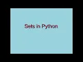 Sets in Python In Tamil