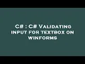 C C Validating input for textbox on winforms