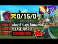 I made this poor Yone die 15 times with AP Sona mid HE WAS RAGING