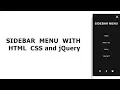 Sidebar Menu with HTML CSS and jQuery