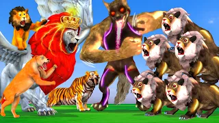 Hindi Kahani Lion Vs Wolf Ladaai विशाल शेर Lion King Hindi Video जादुई ताज सफेद पंखों वाला शेर New