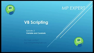 VB Script Episode 2 Variable and Constants