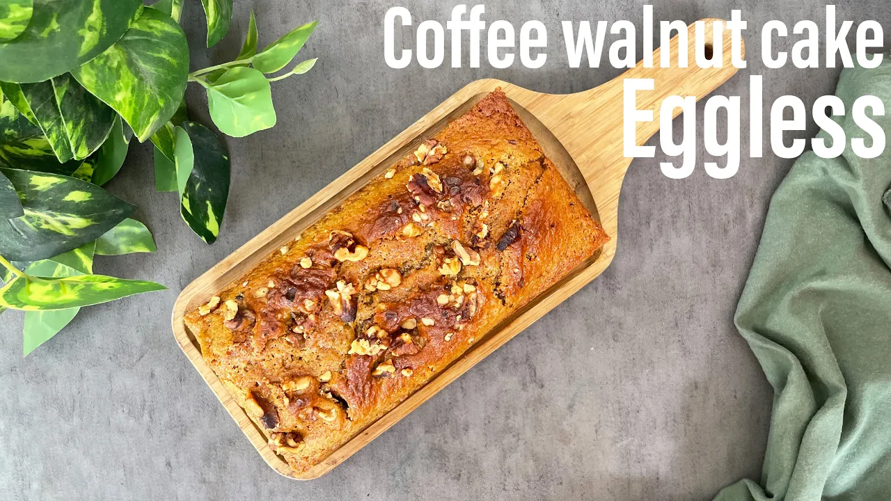 EGGLESS COFFEE WALNUT CAKE   Bakery Style, Fluffy & Soft Coffee Cake without Eggs   BEST BITES