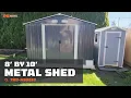 TMG Industrial 8 x 10 Galvanized Apex Roof Metal Shed - TMG-MS0810