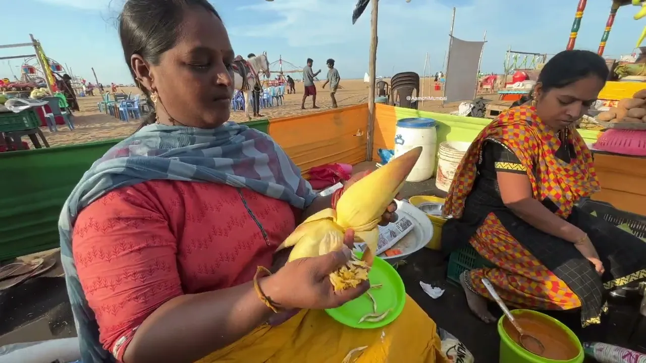 Very Strange Banana Heart Pakora   Indian Street Food