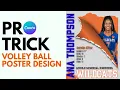 Volleyball Player Poster Design in Canva PRO Athlete Stats Layout
