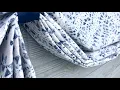 Dark Blue and Warm Gray Tailed Balloon Valance with Navy Ribbon Ties