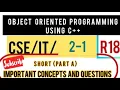 OBJECT ORIENTED PROGRAMMING OOPS USING C PART A SHORT IMPORTANT QUESTIONS AND CONCEPTS JNTUHR18