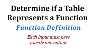 Ex Determine if a Table of Values Represents a Function