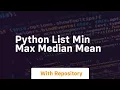 Python list min max median mean