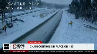 I-80 closed over Donner Summit Chains required on Mt Rose Hwy