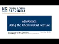 ADVANSYS - Using the Check In Out Feature
