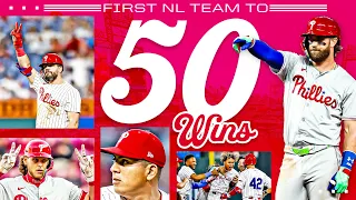 The Phillies become the NL s first team to 50 WINS in 2024 Bryce Trea Bohm Schwarber MORE