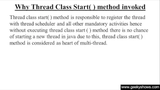 305 Why invoke start method in Java Programming Hindi