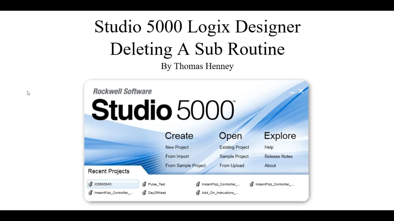 Outline Video 5b Studio 5000 Logix Designer Deleteing A Sub Routine