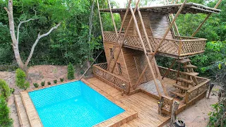 39 Day Complete Bamboo Two Story House And Swimming Pools Full Video 