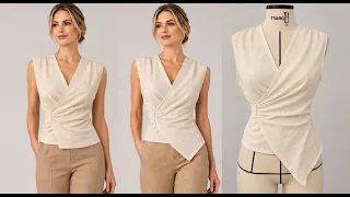 Diy - Como fazer blusa com transpasse drapeado - aula 509