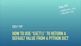 Using get to Return a Default Value from a Python Dict