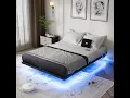 OLEVS Floating Bed Frame Full Size with Smart LED Lights and Charging Station