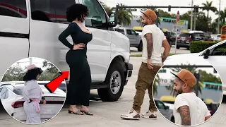 HE GOT EXPOSED TRYING TO GET ON THE FANBUS Didn t want her at first Bus Digger Prank pt2