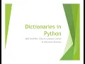 Dictionaries in Python Class XI XII Computer Science IP CBSE TechTalks