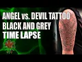 angel fighting devil tattoo time lapse