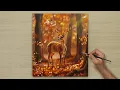 How to Draw a Beautiful Autumn Scenary Acrylic Painting for Beginners STEP BY STEP