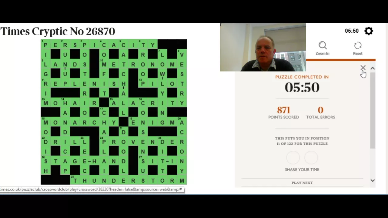 Solving the Times Crossword on 31st October