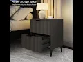 SUNWAVE Black Fluted Nightstand Set of 2 Modern Night Stands with 2 Drawers Bedside Table