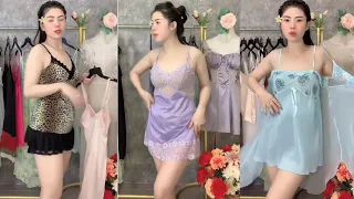 olshop tante try baju dinas malam dress baju tidur wanita random