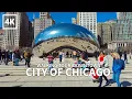 4K CHICAGO - Walking Tour Downtown Adams Street Michigan Avenue Millennium Park Cloud Gate