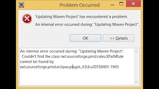Updating Maven Project has encountered a problem An internal error occurred during Updating M