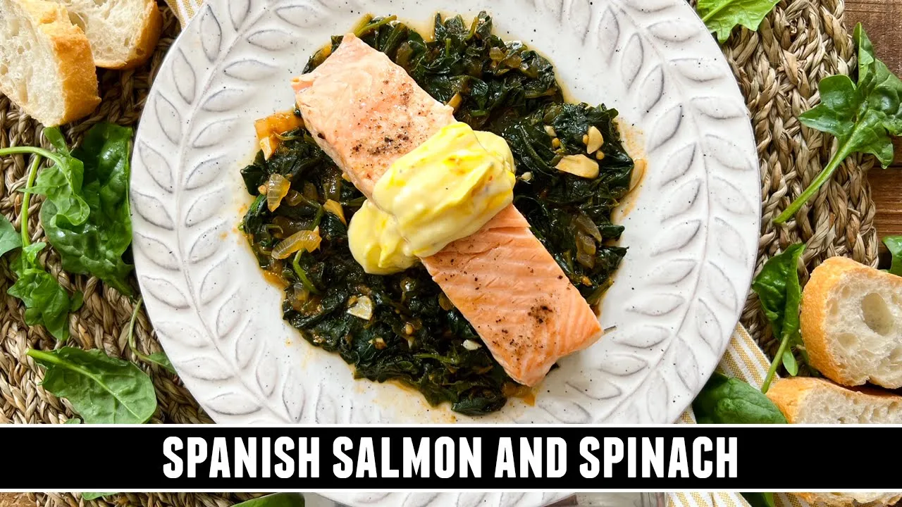 Spanish Salmon and Spinach   Healthy & Delicious 30 Minute Recipe