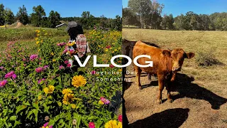 VLOGTOBER Spend the day with me at Warbington Farms pumpkin patch flower garden farm animals