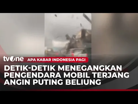 SERAM! Pengendara Mobil Terjang Puting Beliung hingga Histeris
