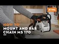 STIHL MS 170 How to mount and bar the chain tension the saw chain Instruction