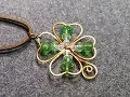 copper wire 4 leaves grass - Clovers pendant