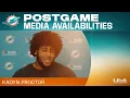 Kadyn Proctor meets with the media after preseason Miami Dolphins